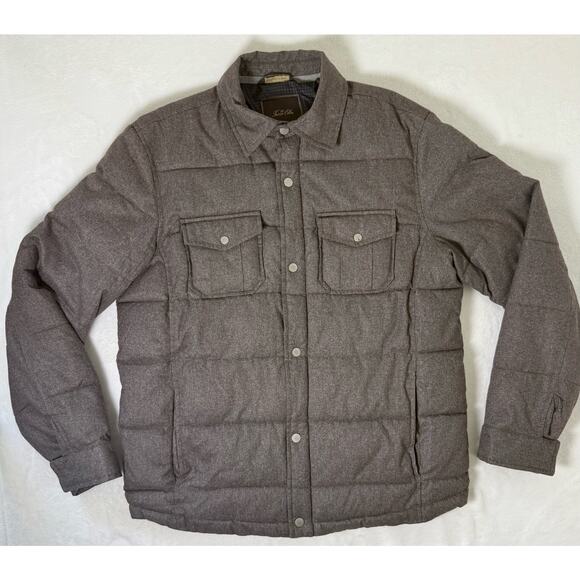 TASSO ELBA Sz Medium Quilted Insulated Puffer Coat Shirt Style Brown Gray - Picture 1 of 6